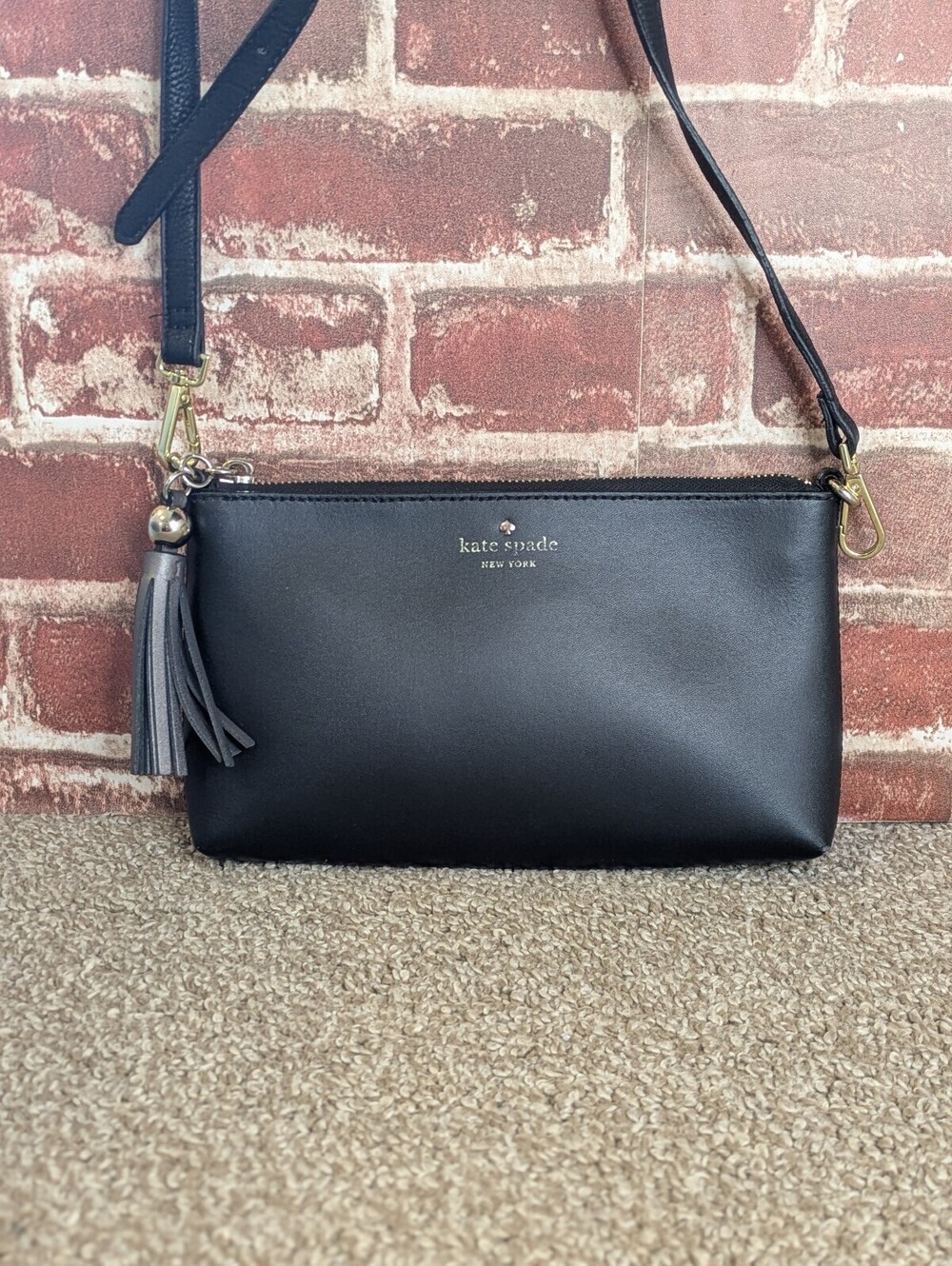 kate spade ivy street amy black leather crossbody bag purse